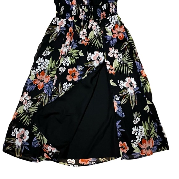 Patrons Of Peace Womens Tropical Floral Print Midi Dress Black Multicolor Sz S - Picture 3 of 8